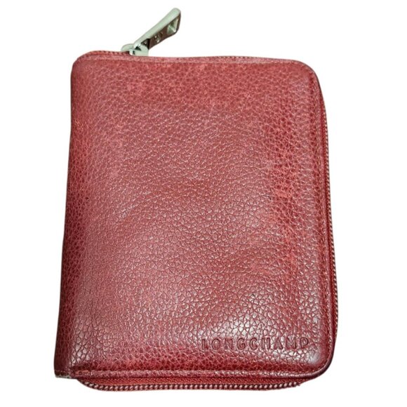 LONGCHAMP Leather Zip Wallet ID Card Holder Organizer Bifold Purse Compartment - Picture 3 of 15